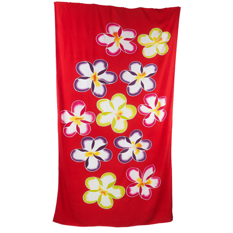 Pareo Sarong Bali Flowers 06 červená 200 x 118 cm