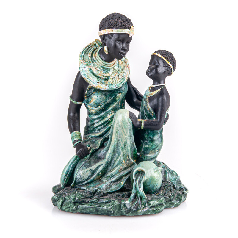Soška resin Africká žena s dítětem 19 cm