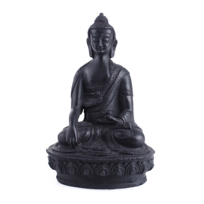 Soška resin Buddha Touching 01 20 cm černá