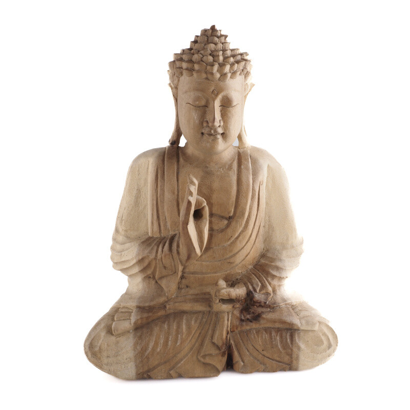 Soška dřevo Buddha Teaching 30 cm světlá