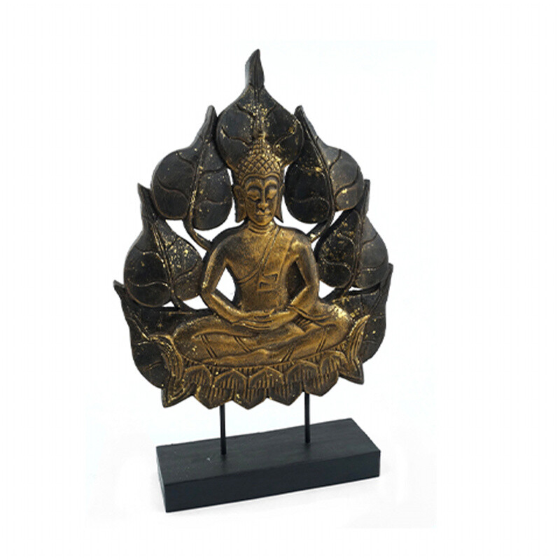 Dekorace dřevo Buddha Leaf 48 cm černá