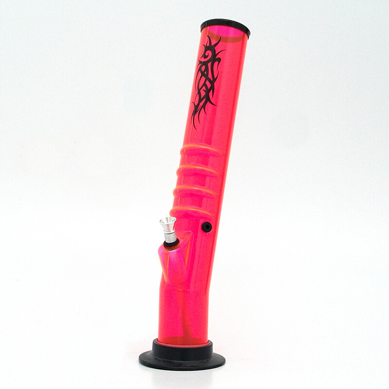 Bong acrylic Tube Tattoo UV 37 cm růžová