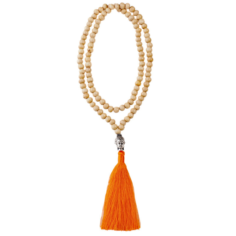 Japa Mala Buddha Head Light 09 mm oranžová