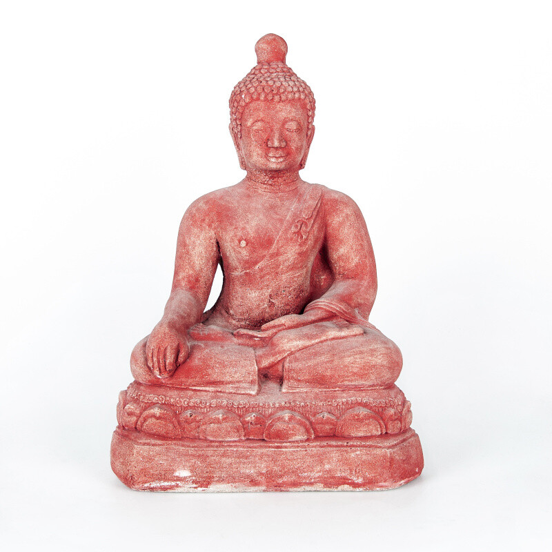 Soška beton Buddha Touching 45 cm červená