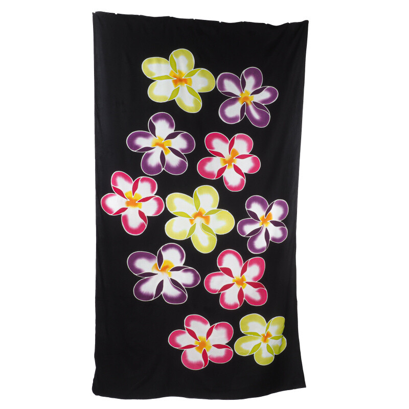 Pareo Sarong Bali Flowers 06 černá 200 x 118 cm