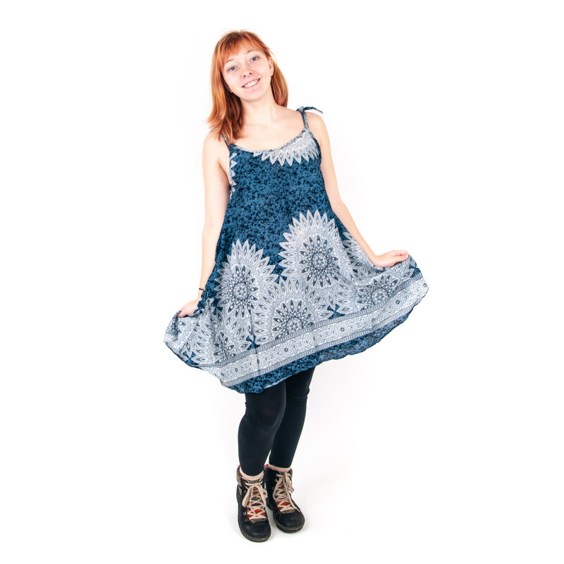 Top široký Mandala Art modrá