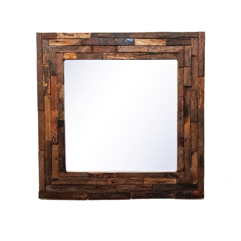 Zrcadlo dřevo Square Deck Puzzle 50 x 50 cm
