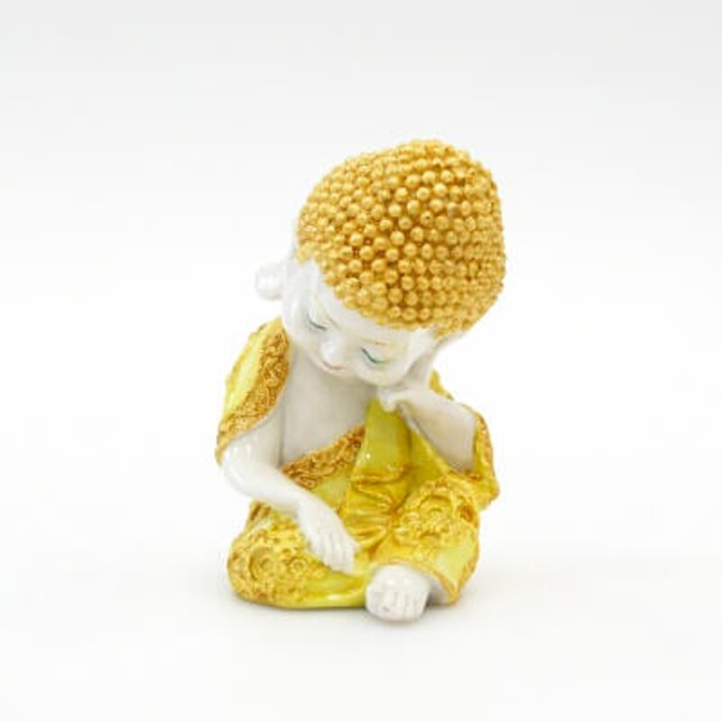 Soška resin Buddha Relaxing 17 cm žlutá