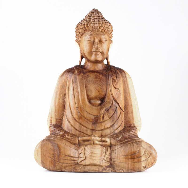 Soška dřevo Buddha Meditation 50 cm světlá