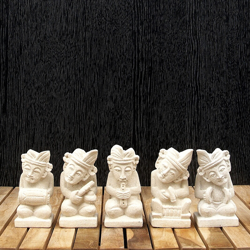 Soška kámen Musician Set 11 cm bílá