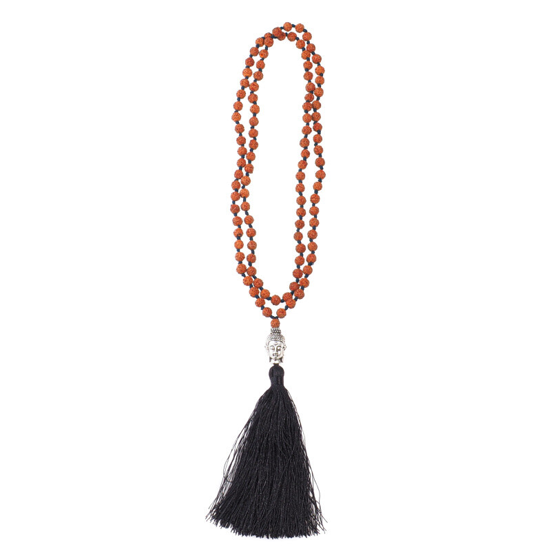 Japa Mala Rudraksha Buddha Head 06 mm černá