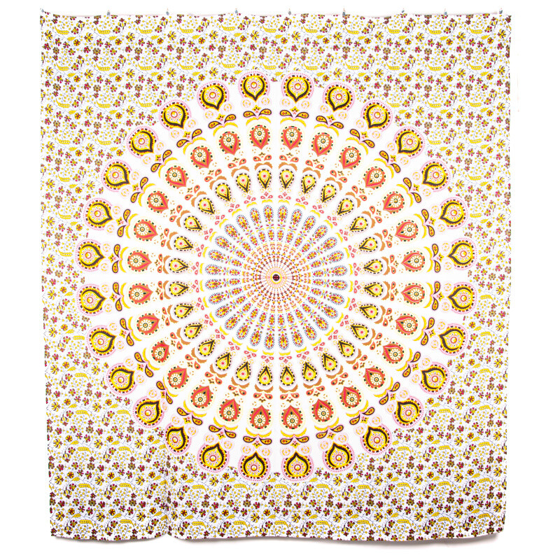 Přehoz double Owl Mandala žlutá