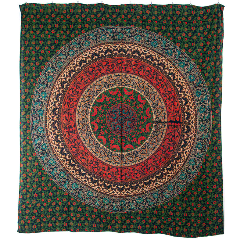 Přehoz double Flower Mandala zelená