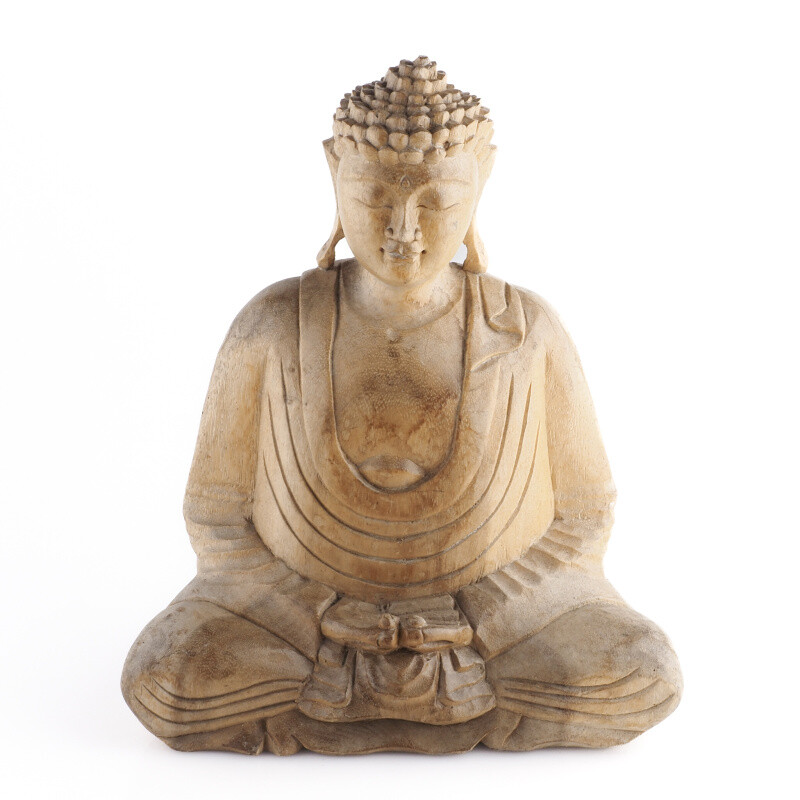 Soška dřevo Buddha Meditation 30 cm světlá