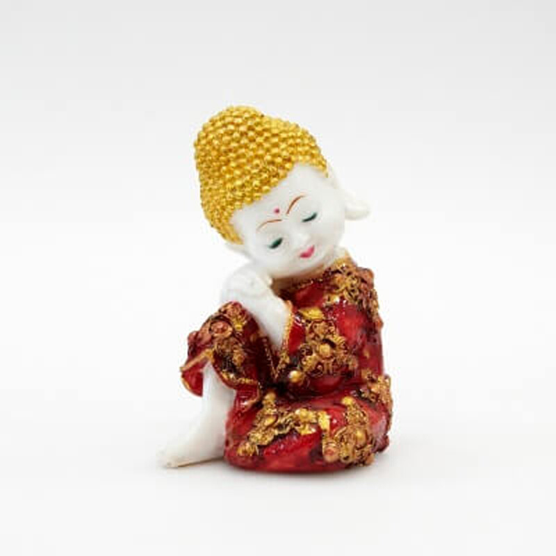 Soška resin Buddha Relaxing 19 cm červená