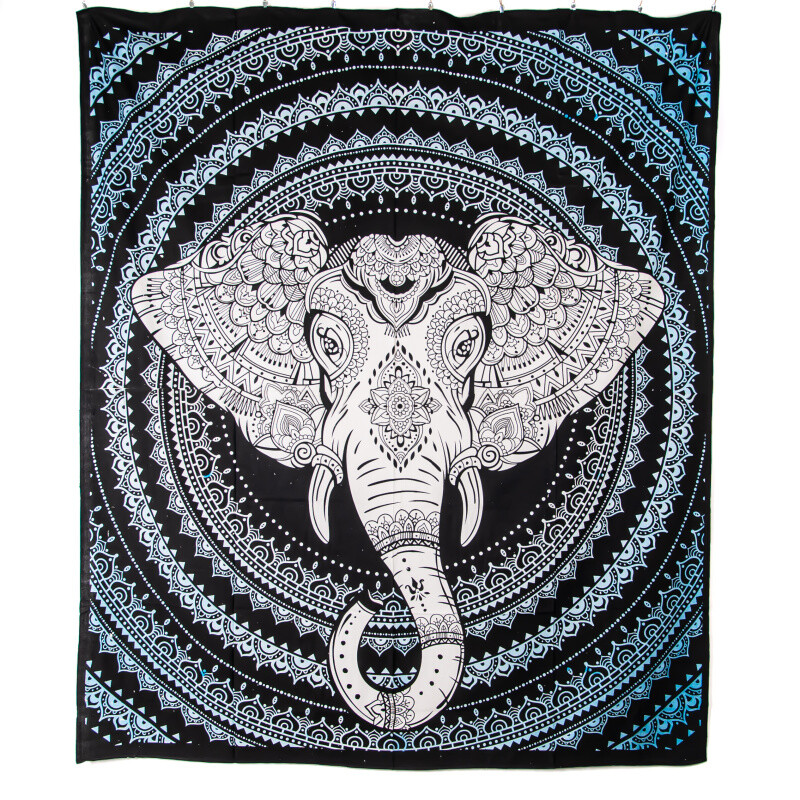 Přehoz double Ethno Elephant modrá