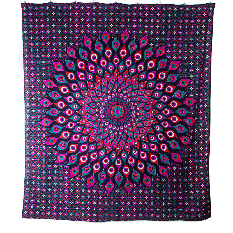 Přehoz double Peacock Mandala fialová