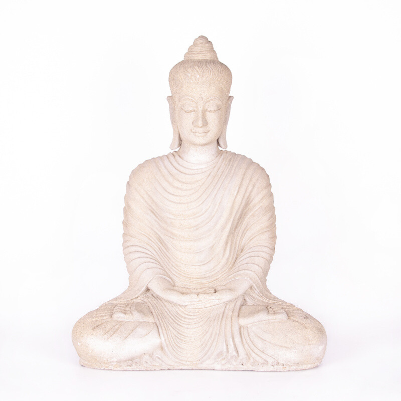 Soška beton Buddha Meditation 61 cm bílá