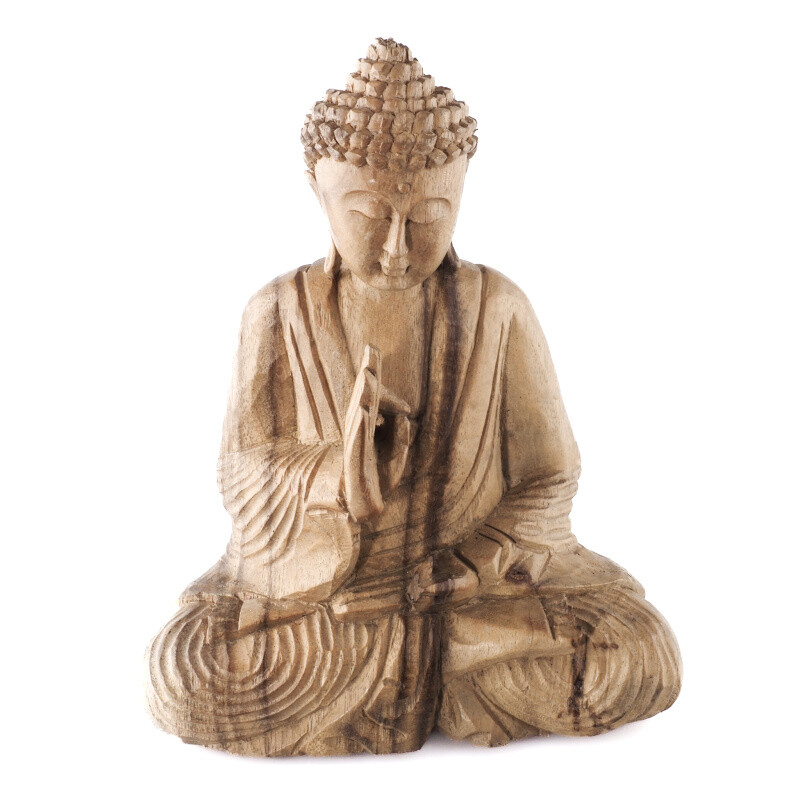 Soška dřevo Buddha Teaching 25 cm světlá