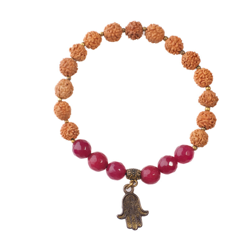 Japa Mala náramek Hamsa 08 mm fialová