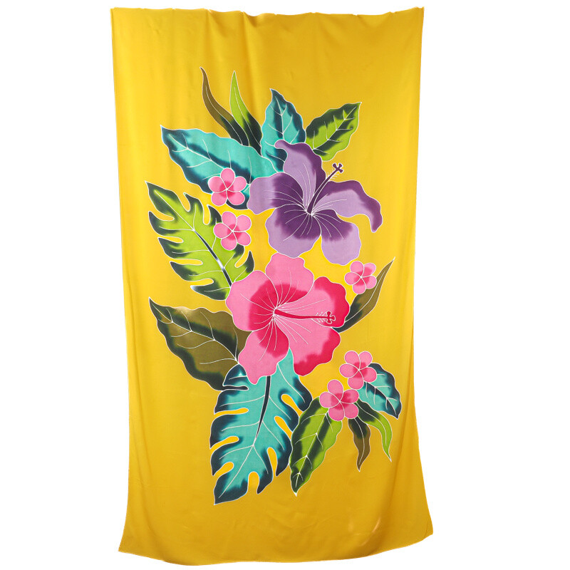 Pareo Sarong Bali Flowers 05 žlutá 200 x 118 cm