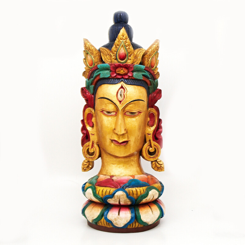 Socha dřevo hlava Buddha 101 cm