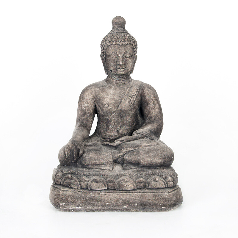 Soška beton Buddha Touching 45 cm černá