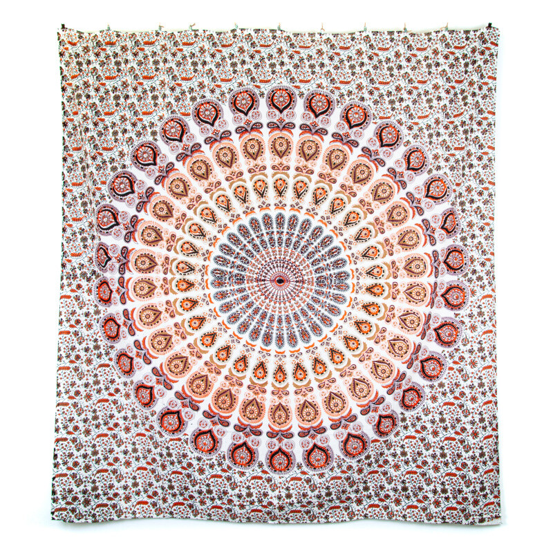 Přehoz double Owl Mandala oranžová