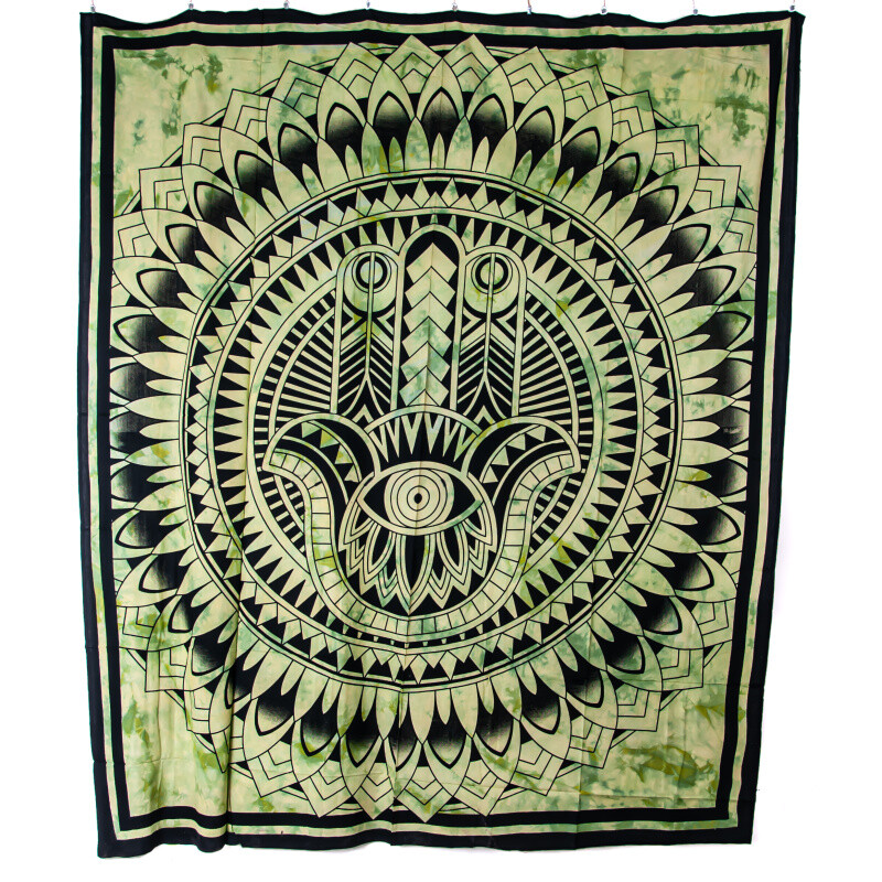 Přehoz double Hamsa zelená
