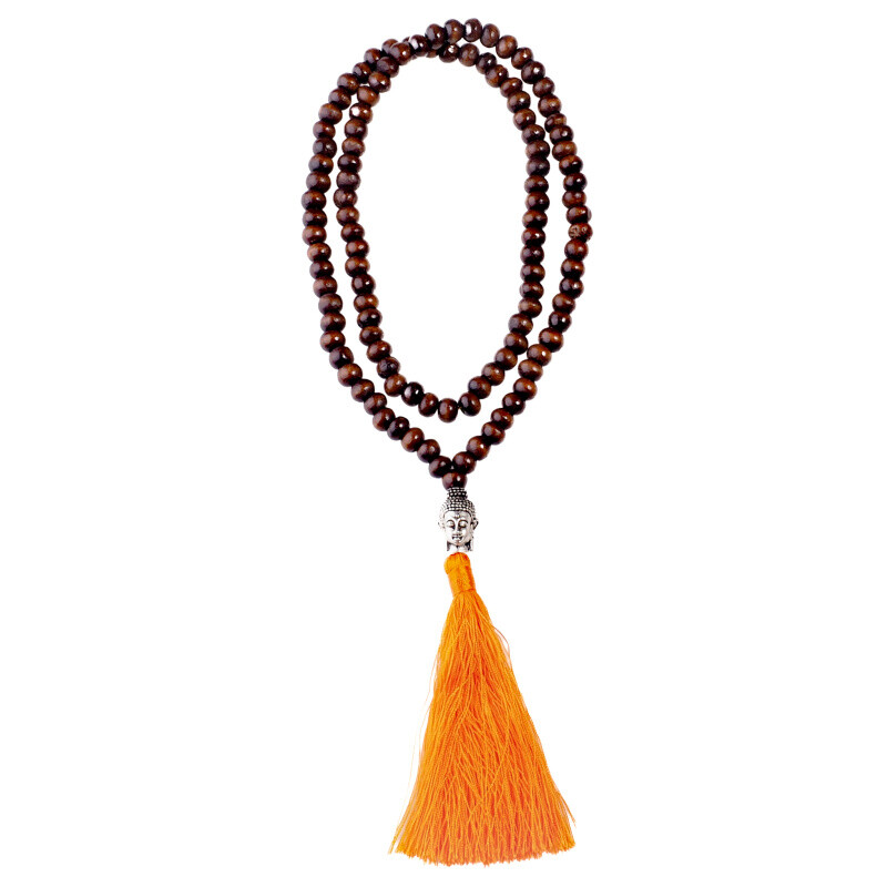 Japa Mala Buddha Head Dark 09 mm oranžová