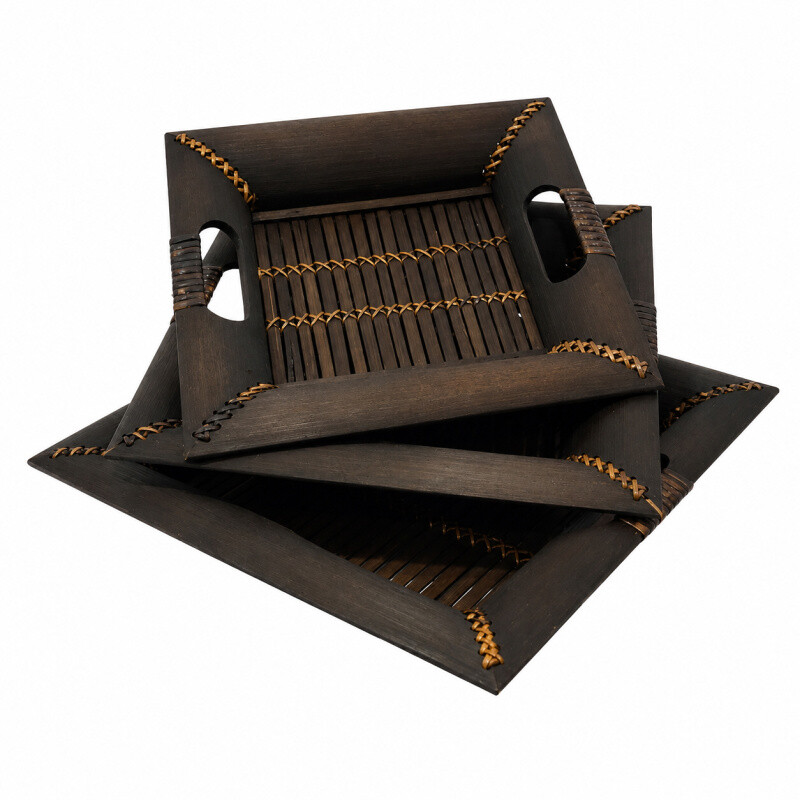 Set podnosů bambus Čtverec 01 30 x 30 cm hnědá