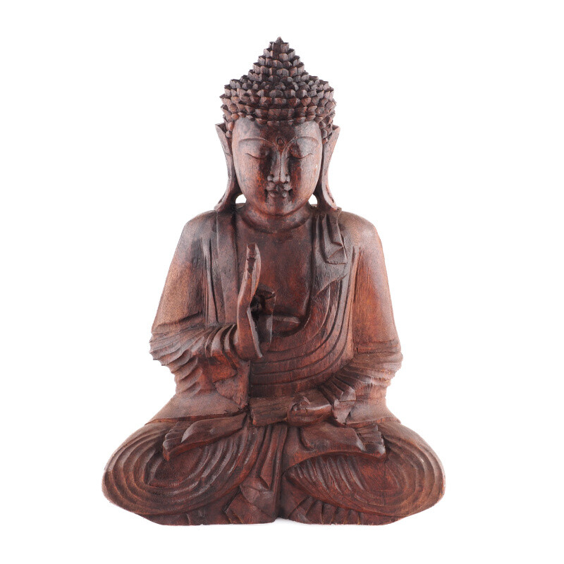 Soška dřevo Buddha Teaching 40 cm tmavá