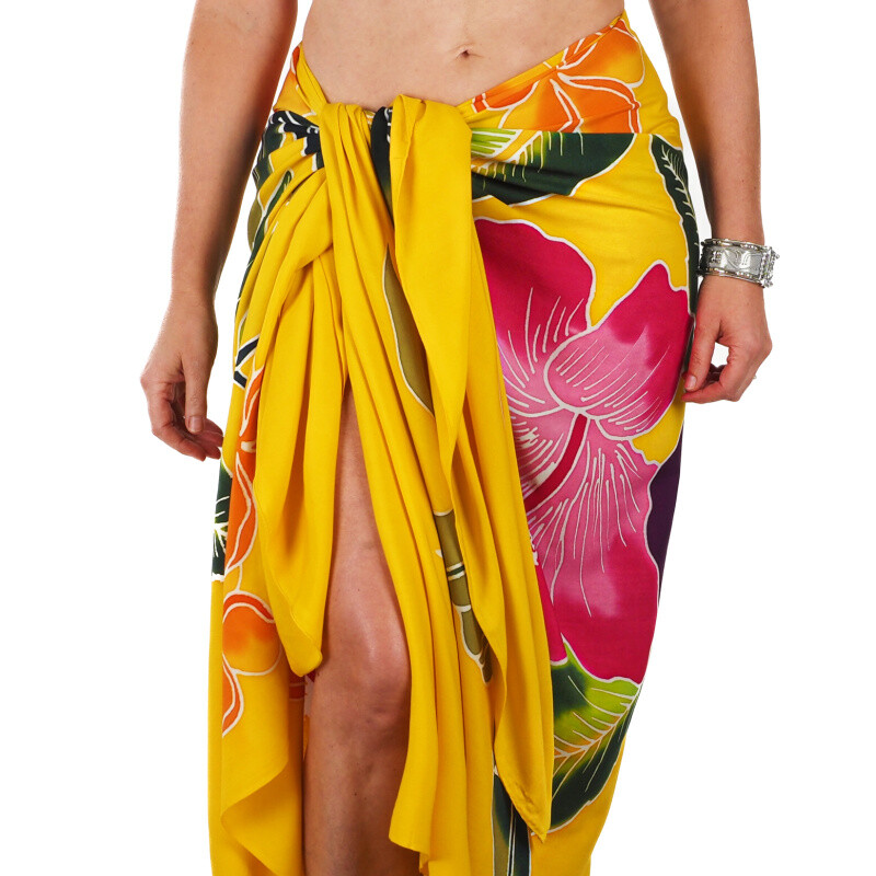Pareo Sarong Bali Flowers 02 žlutá 200 x 118 cm