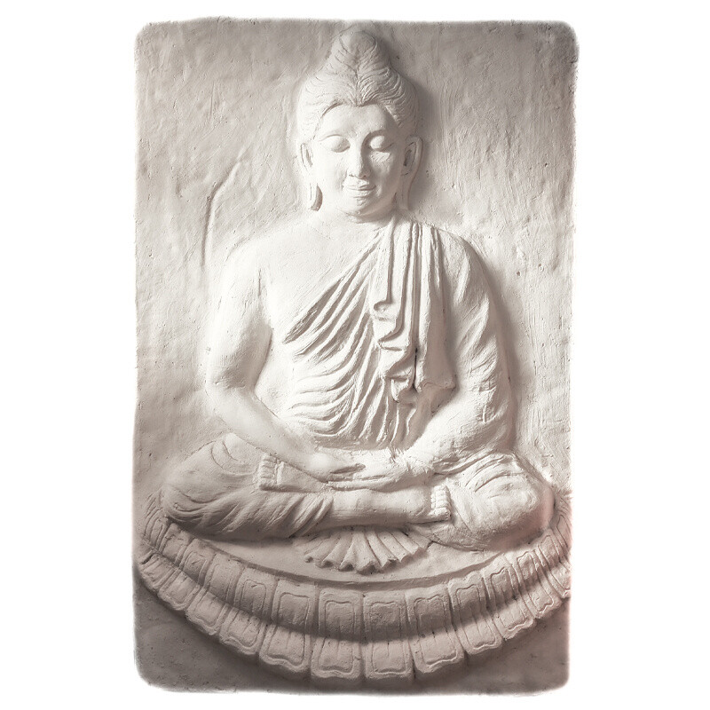 Dekorace beton Buddha 110 x 70 cm bílá
