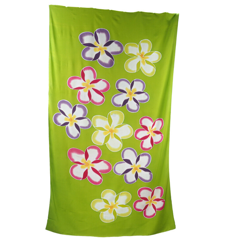 Pareo Sarong Bali Flowers 06 světle zelená 200 x 118 cm