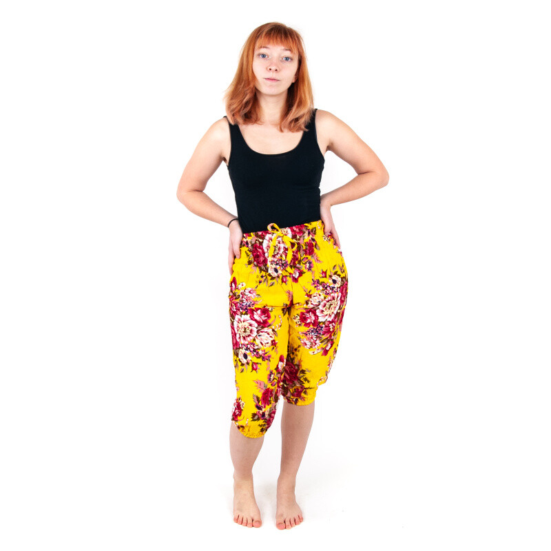 Kraťasy Yoga Květiny žlutá