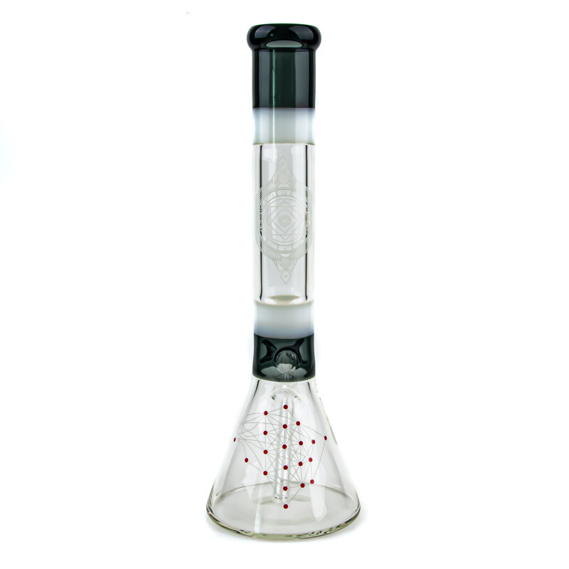 Bong Simax Amsterdam Heavy Beaker Geometry Black 41 cm bílá