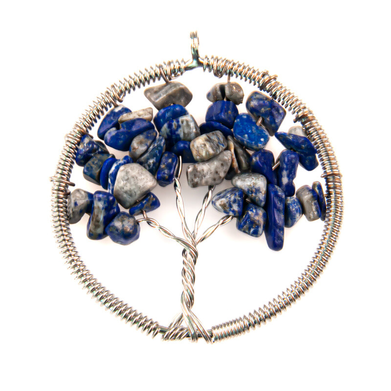 Přívěsek Strom života drátovaný Lapis Lazuli 5 cm