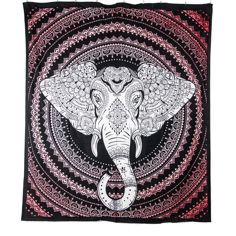 Přehoz double Ethno Elephant červená