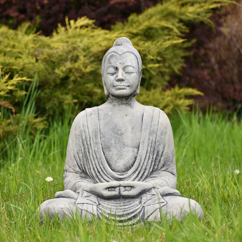 Soška beton Buddha Meditation 46 cm šedá