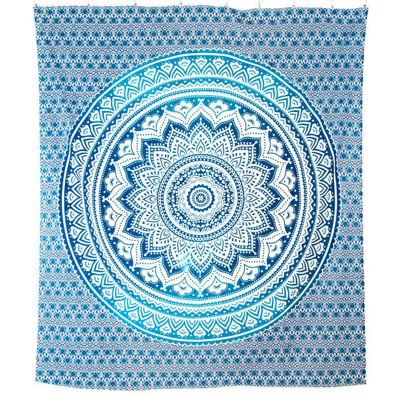 Přehoz double Lotus Mandala modrá
