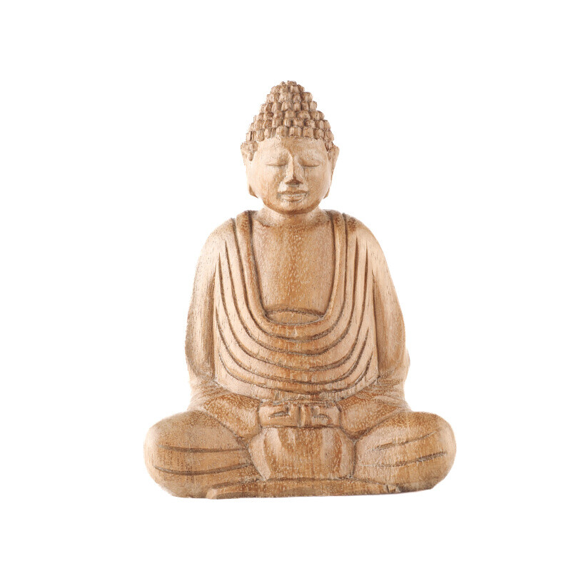 Soška dřevo Buddha Meditation 15 cm světlá