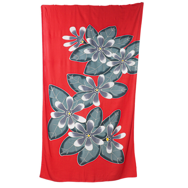 Pareo Sarong Bali Flowers 07 červená 200 x 118 cm