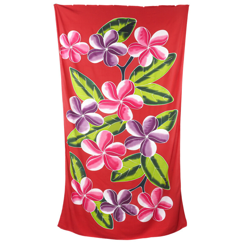 Pareo Sarong Bali Flowers 01 červená 200 x 118 cm