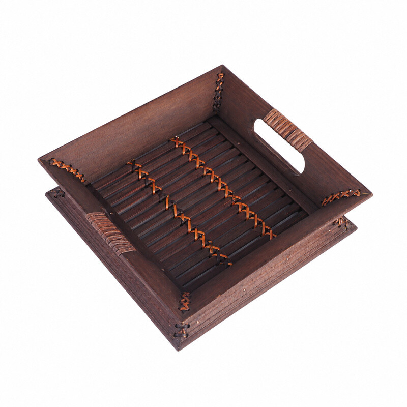 Podnos bambus Čtverec 03 21 x 21 cm hnědá