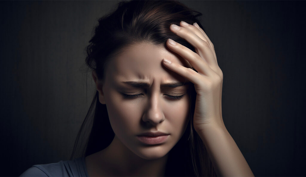 Bolest hlavy mladé ženy