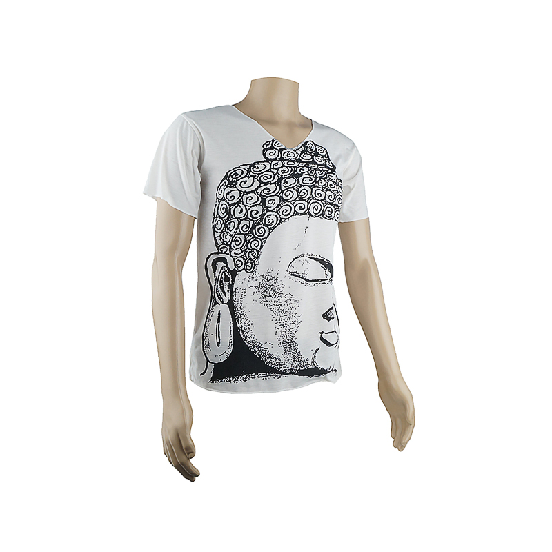 Tričko pánské Buddha Head V-výstřih M bílá