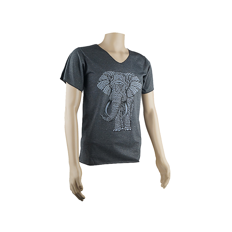 Tričko pánské Ethno Elephant V-výstřih L tmavě šedá