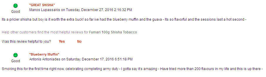 Fumari - uživatelská recenze k tabáku na webu www.hookah-shisha.com